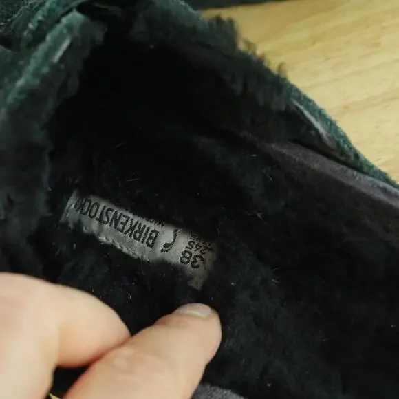 Birkenstock Boston Shearling 38 7 7.5 Black Suede Clogs Slip On Mules Cozy Shoes - Picture 6 of 10